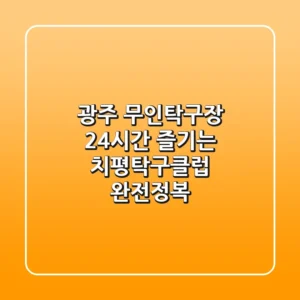 광주 무인탁구장: 24시간 즐기는 치평탁구클럽 완전정복!