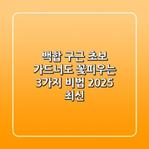 백합 구근: 초보 가드너도 꽃피우는 3가지 비법 (2025 최신)