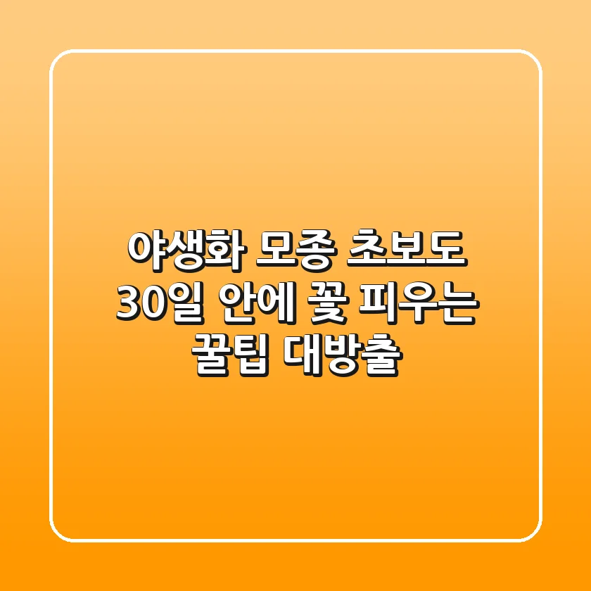 야생화 모종, 초보도 30일 안에 꽃 피우는 꿀팁 대방출!