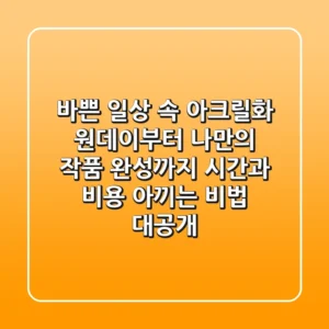 바쁜 일상 속 아크릴화: 원데이부터 나만의 작품 완성까지, 시간과 비용 아끼는 비법 대공개