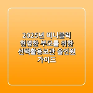 2025년 미니블럭, 현명한 부모를 위한 '선택-활용-보관' 올인원 가이드