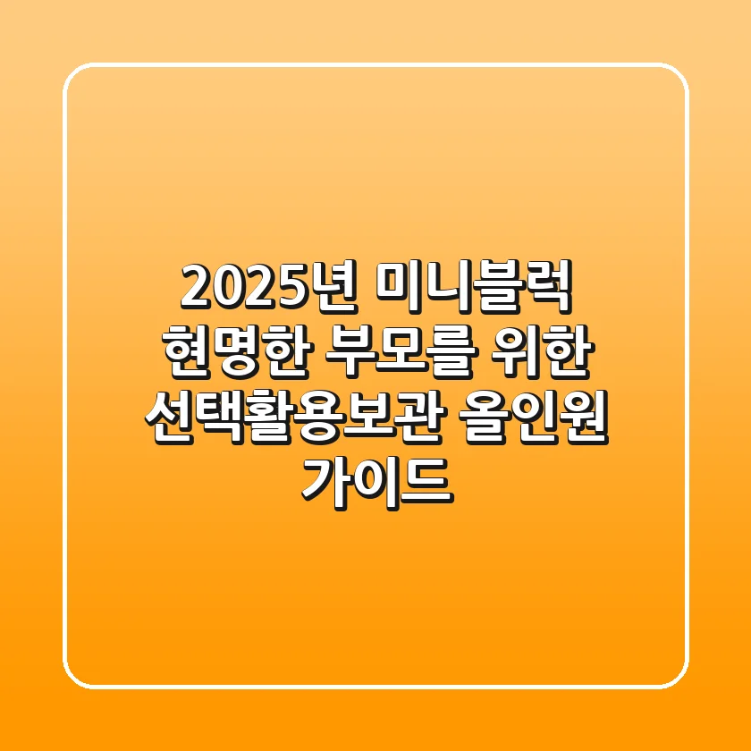 2025년 미니블럭, 현명한 부모를 위한 '선택-활용-보관' 올인원 가이드