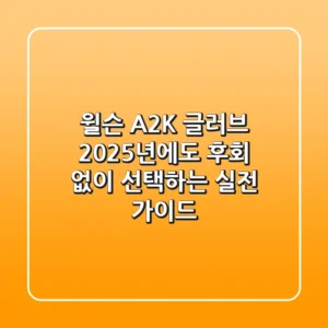 윌슨 A2K 글러브, 2025년에도 후회 없이 선택하는 실전 가이드