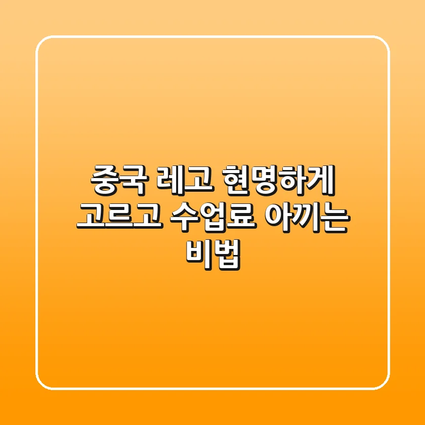 중국 레고, 현명하게 고르고 ‘수업료’ 아끼는 비법