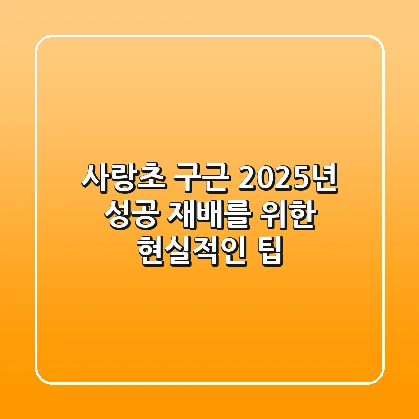 사랑초 구근, 2025년 성공 재배를 위한 현실적인 팁