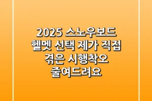 2025 스노우보드 헬멧 선택, 제가 직접 겪은 ‘시행착오’ 줄여드려요!