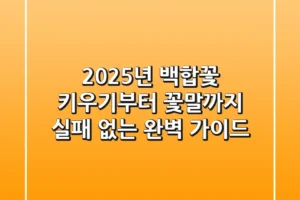 2025년 백합꽃: 키우기부터 꽃말까지, 실패 없는 완벽 가이드