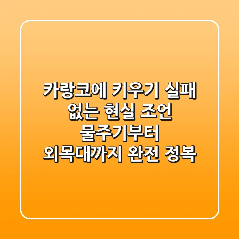 카랑코에 키우기, 실패 없는 현실 조언! 물주기부터 외목대까지 완전 정복