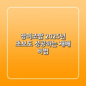장미조팝, 2025년 초보도 성공하는 재배 비법