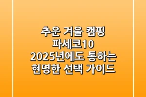 추운 겨울 캠핑? 파세코10, 2025년에도 통하는 현명한 선택 가이드