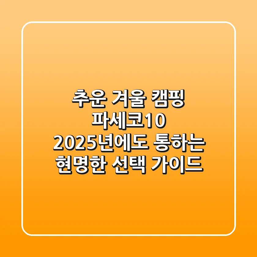 추운 겨울 캠핑? 파세코10, 2025년에도 통하는 현명한 선택 가이드