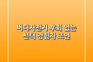 버디자전거: 후회 없는 선택, 경험자 조언