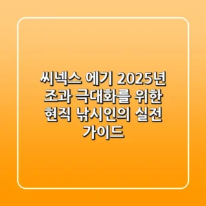 씨넥스 에기, 2025년 조과 극대화를 위한 현직 낚시인의 실전 가이드