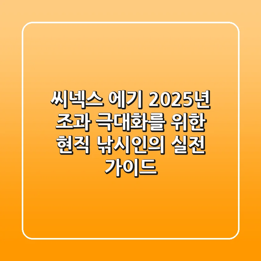 씨넥스 에기, 2025년 조과 극대화를 위한 현직 낚시인의 실전 가이드