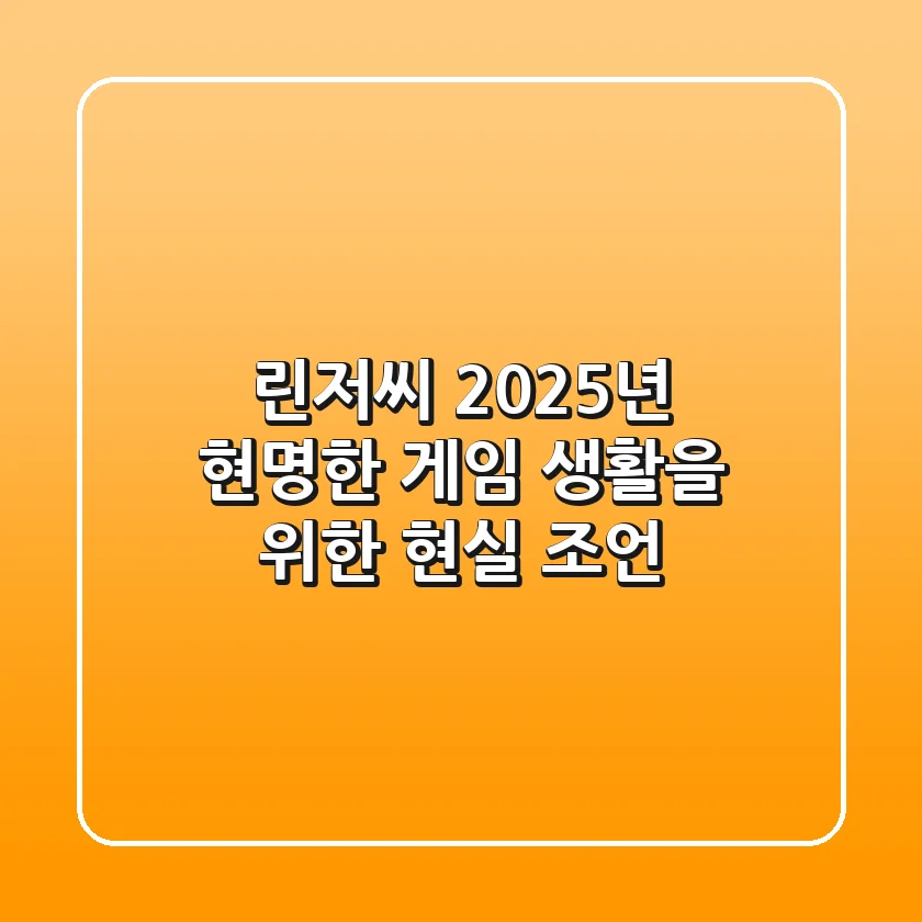 린저씨, 2025년 현명한 게임 생활을 위한 현실 조언