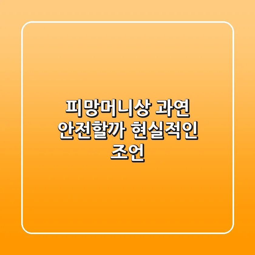 피망머니상, 과연 안전할까? 현실적인 조언