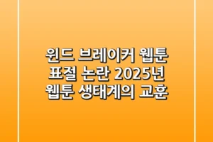 윈드 브레이커 웹툰 표절 논란, 2025년 웹툰 생태계의 교훈