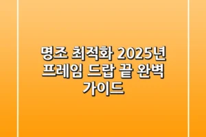 명조 최적화: 2025년 프레임 드랍 끝! 완벽 가이드