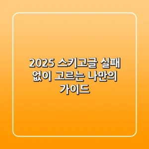 2025 스키고글, 실패 없이 고르는 나만의 가이드