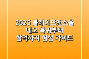 2025 블레이드앤소울 네오: 복귀부터 쌀먹까지, 현실 가이드