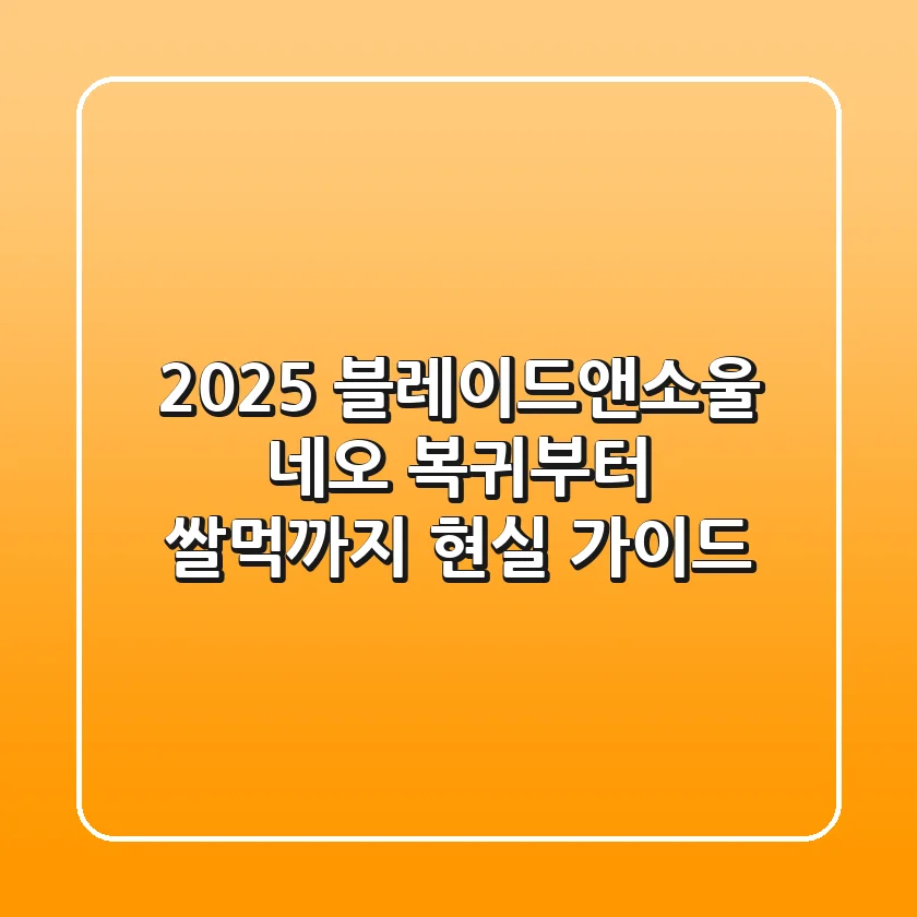 2025 블레이드앤소울 네오: 복귀부터 쌀먹까지, 현실 가이드