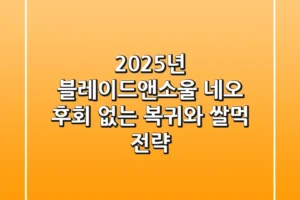 2025년 블레이드앤소울 네오, 후회 없는 복귀와 ‘쌀먹’ 전략