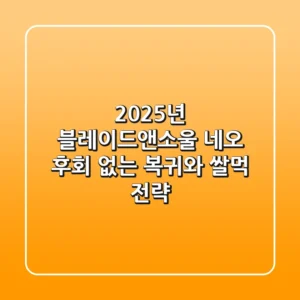 2025년 블레이드앤소울 네오, 후회 없는 복귀와 '쌀먹' 전략