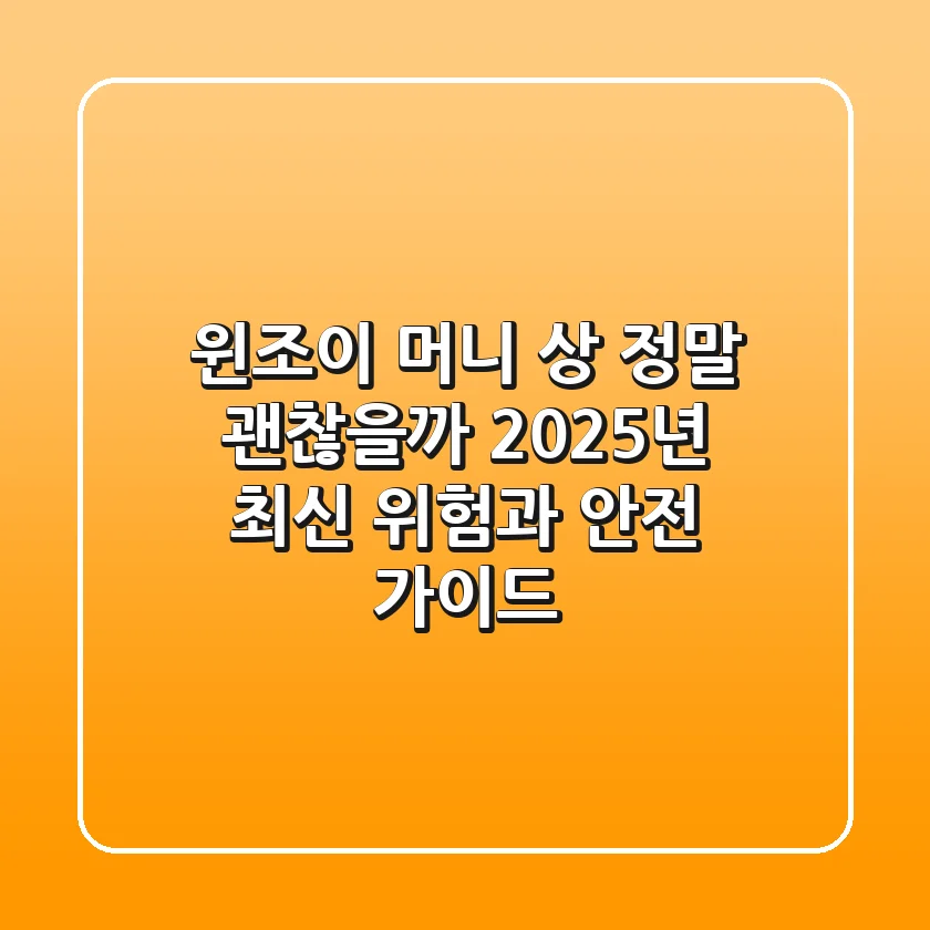윈조이 머니 상, 정말 괜찮을까? 2025년 최신 위험과 안전 가이드