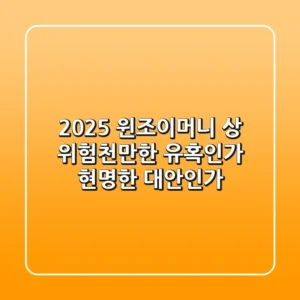 2025 윈조이머니 상, 위험천만한 유혹인가 현명한 대안인가?