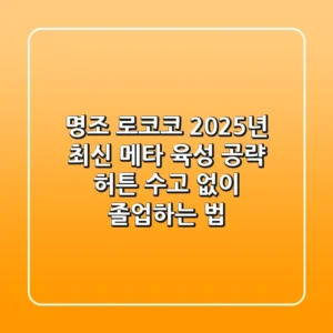 명조 로코코, 2025년 최신 메타 육성 공략: 허튼 수고 없이 졸업하는 법