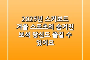 2025년 스키보드: 겨울 스포츠의 숨겨진 보석, 당신도 즐길 수 있어요!