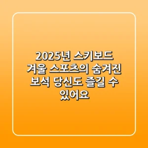 2025년 스키보드: 겨울 스포츠의 숨겨진 보석, 당신도 즐길 수 있어요!