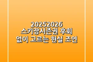 2025/2026 스키장시즌권, 후회 없이 고르는 현실 조언