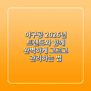 야구공, 2026년 트렌드와 함께 완벽하게 고르고 관리하는 법